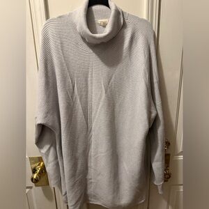 Greige Soft Ribbed Cowl Neck Sweater